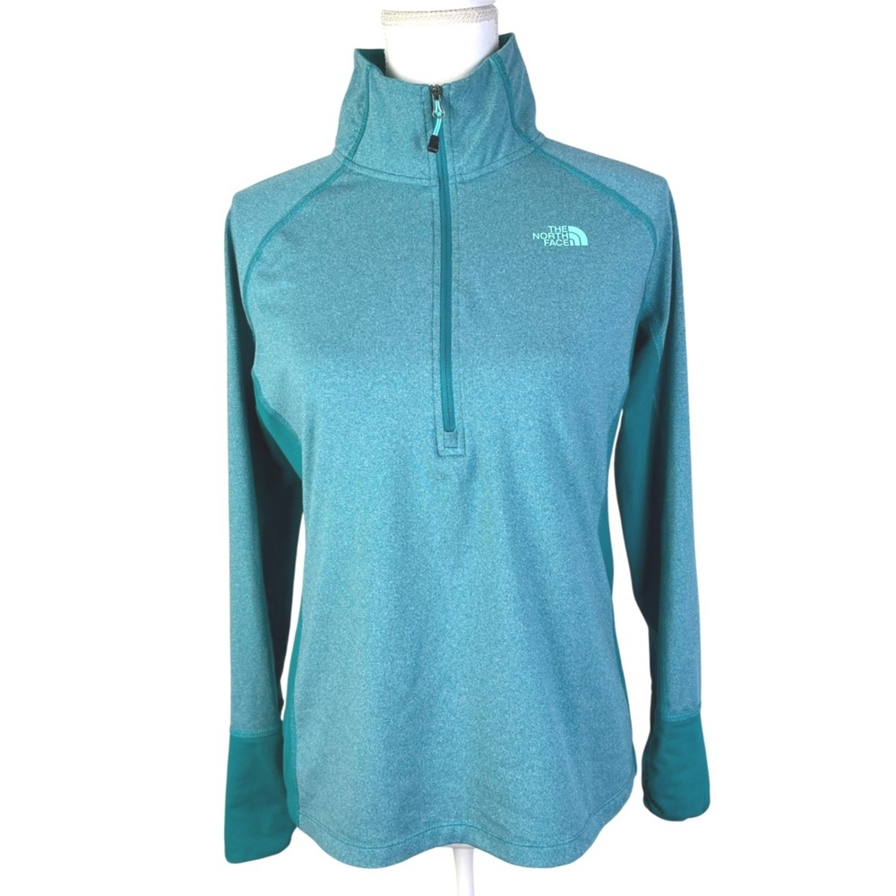 The North Face Pullover Activewear 1/4 Zip Green Athletic Top M‎